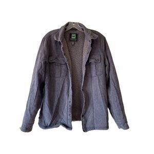 HIPPYTREE Mens Sherpa Lined Flannel Jacket M Bluish Grey